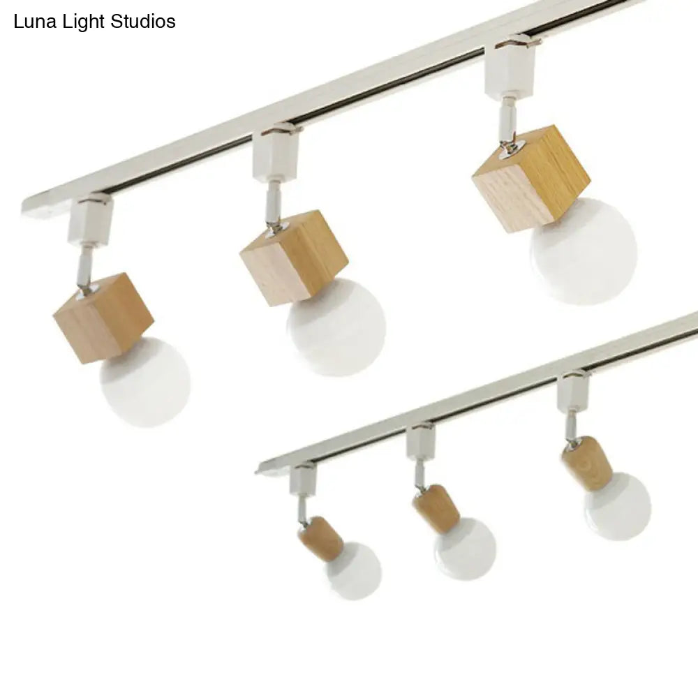 DecorBites™ DecorBites™ Simplicity Wooden 4-Light Exposed Bulb Track Ceiling Light in White - Ideal for Dining Room