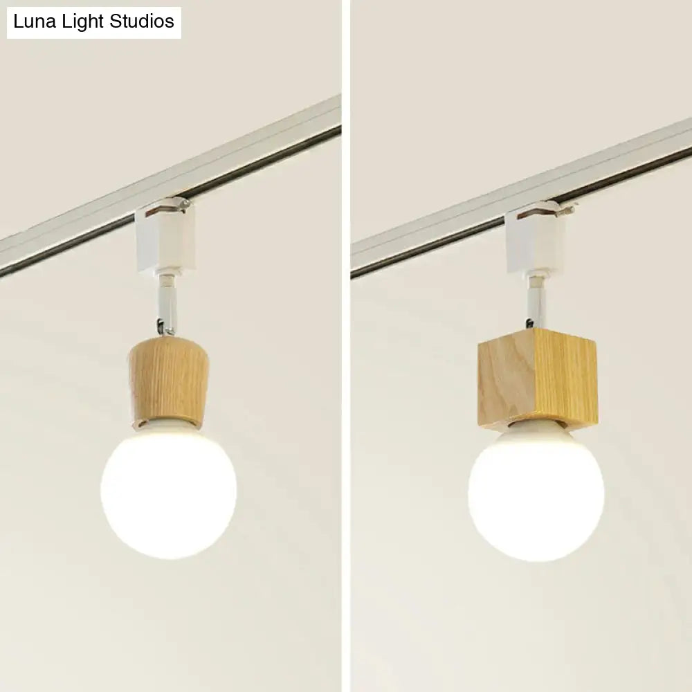 DecorBites™ DecorBites™ Simplicity Wooden 4-Light Exposed Bulb Track Ceiling Light in White - Ideal for Dining Room