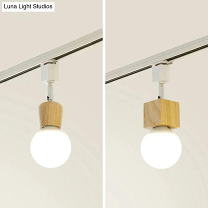 DecorBites™ DecorBites™ Simplicity Wooden 4-Light Exposed Bulb Track Ceiling Light in White - Ideal for Dining Room