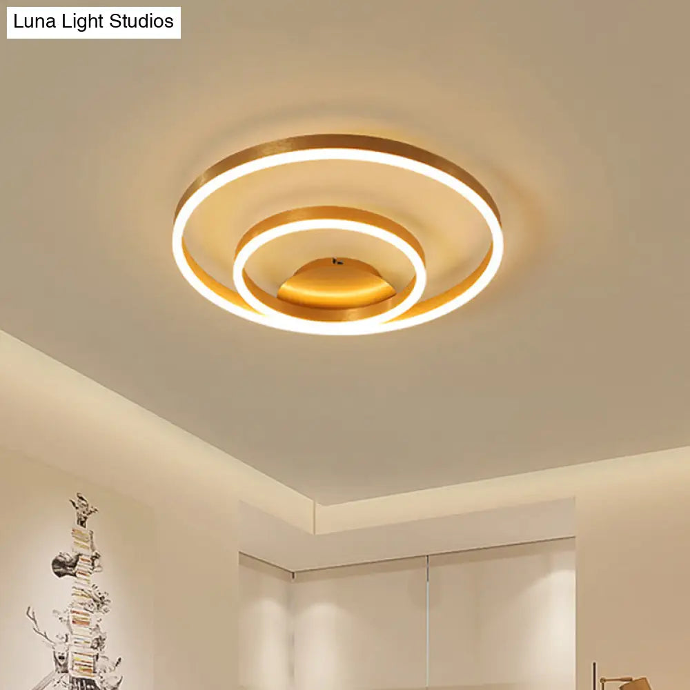 DecorBites™ DecorBites™ Simplistic Acrylic LED Ceiling Light in Gold - Small/Large Bedroom Flush Mount