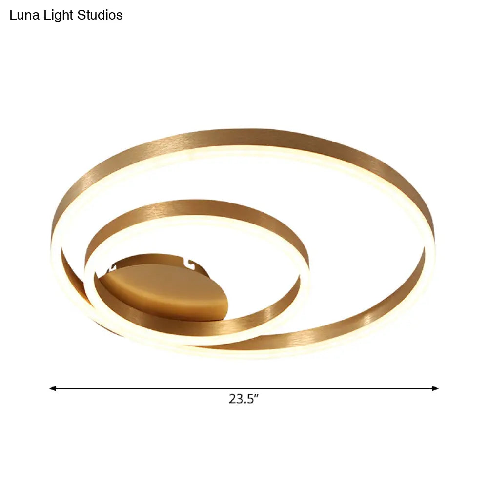 DecorBites™ DecorBites™ Simplistic Acrylic LED Ceiling Light in Gold - Small/Large Bedroom Flush Mount