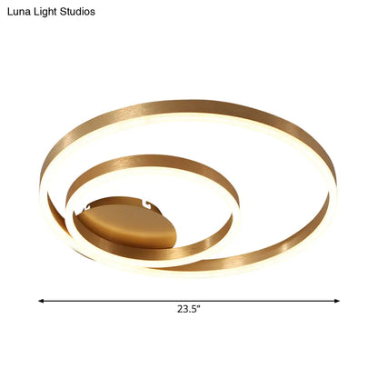 DecorBites™ DecorBites™ Simplistic Acrylic LED Ceiling Light in Gold - Small/Large Bedroom Flush Mount