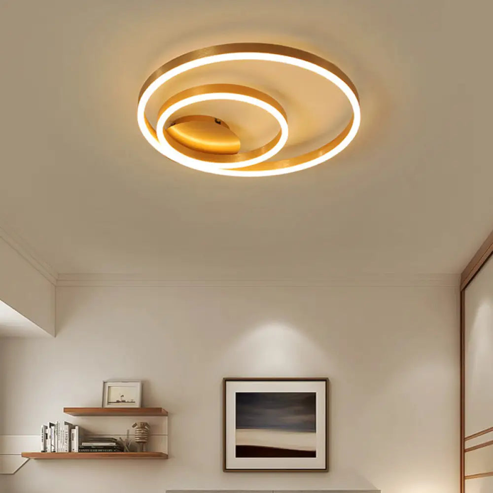 DecorBites™ DecorBites™ Simplistic Acrylic LED Ceiling Light in Gold - Small/Large Bedroom Flush Mount
