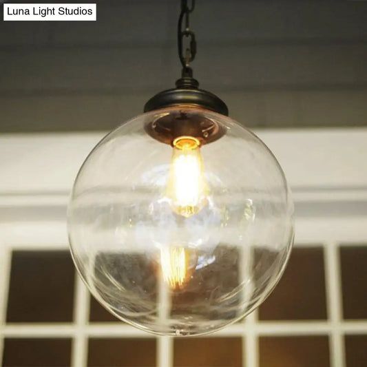 Simplistic Clear Glass Sphere Pendant Light Fixture | Restaurant Hanging Light (1-Bulb)