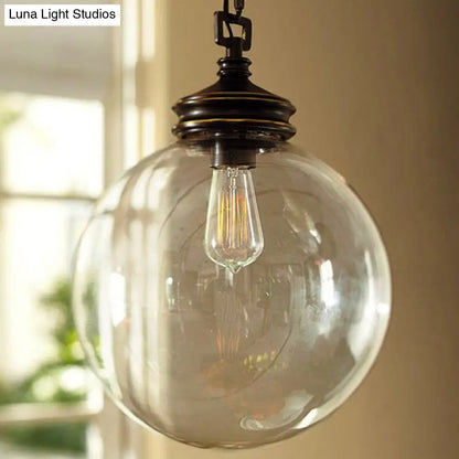 Simplistic Clear Glass Sphere Pendant Light Fixture | Restaurant Hanging Light (1-Bulb)