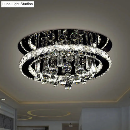 DecorBites™ DecorBites™ Simplistic Round LED Crystal Ceiling Fixture - Chrome Semi Mount Lighting in Warm/White Light