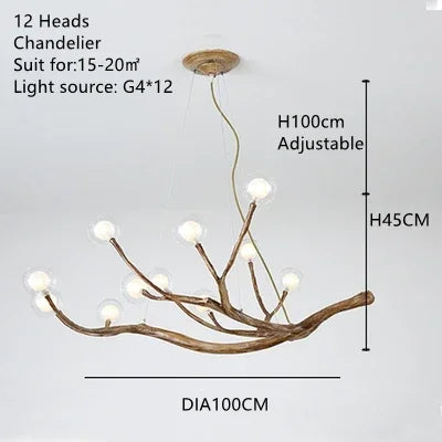 Simulation Iron Tree Branch Bubble Chandelier - 12 Heads Chandelier / Warm white 3000k - Chandelier