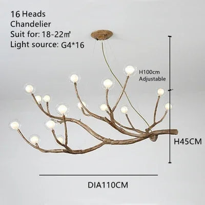 Simulation Iron Tree Branch Bubble Chandelier - 16 Heads Chandelier / Warm white 3000k - Chandelier