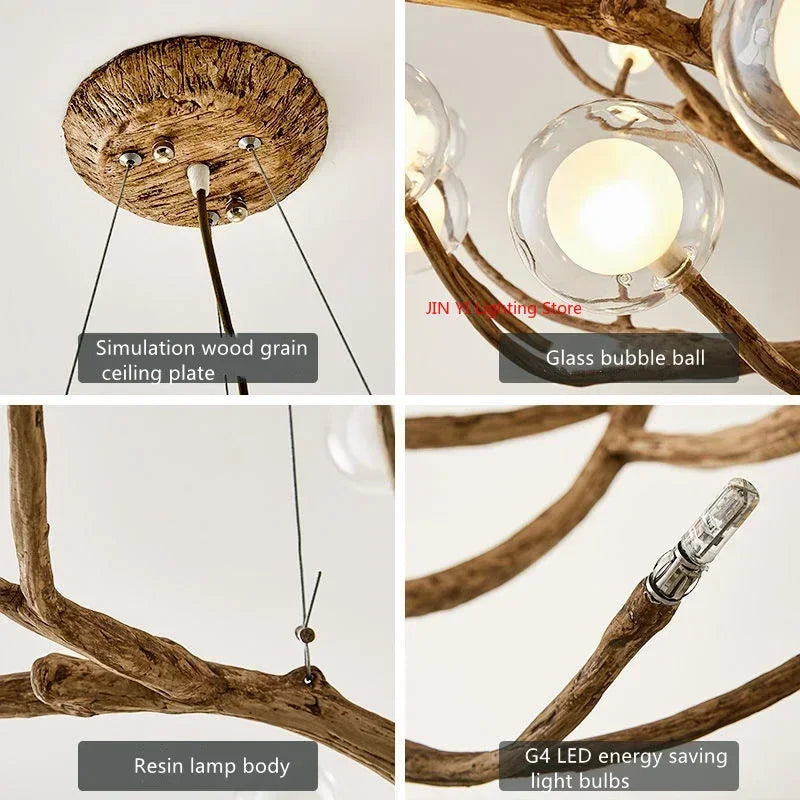 Simulation Iron Tree Branch Bubble Chandelier - Chandelier