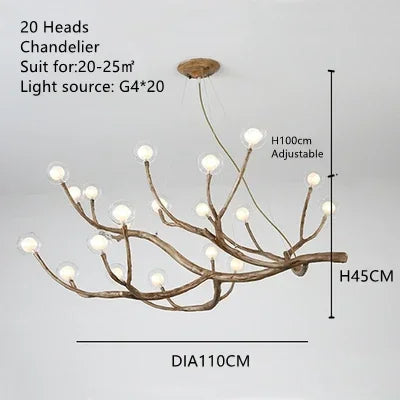 Simulation Iron Tree Branch Bubble Chandelier - 20 Heads Chandelier / Warm white 3000k - Chandelier
