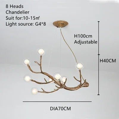 Simulation Iron Tree Branch Bubble Chandelier - 8 Heads Chandelier / Warm white 3000k - Chandelier
