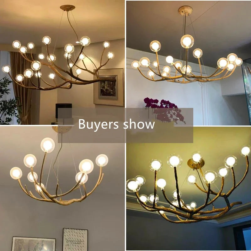 Simulation Iron Tree Branch Bubble Chandelier - Chandelier