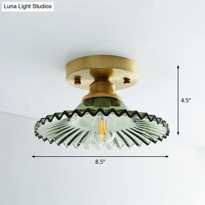 DecorBites™ DecorBites™ Single Brass Shaded Flushmount Bathroom Ceiling Light in Countryside Style