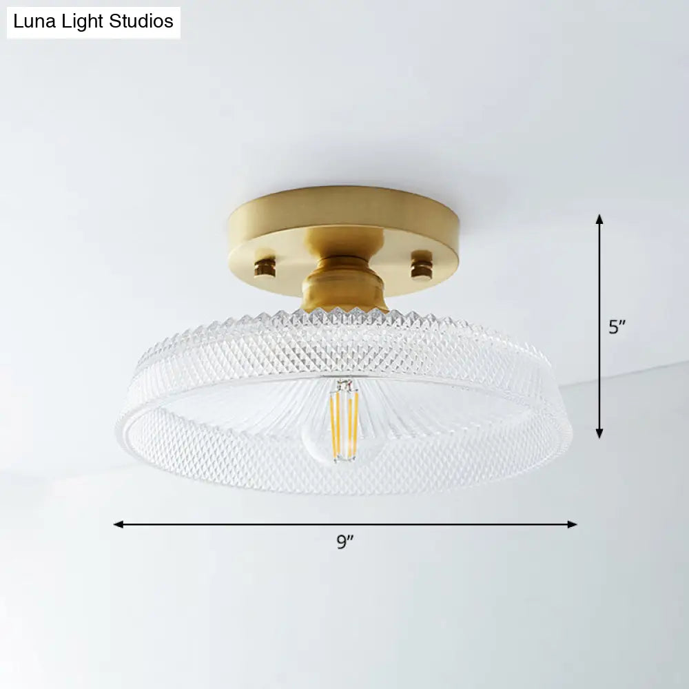 DecorBites™ DecorBites™ Single Brass Shaded Flushmount Bathroom Ceiling Light in Countryside Style