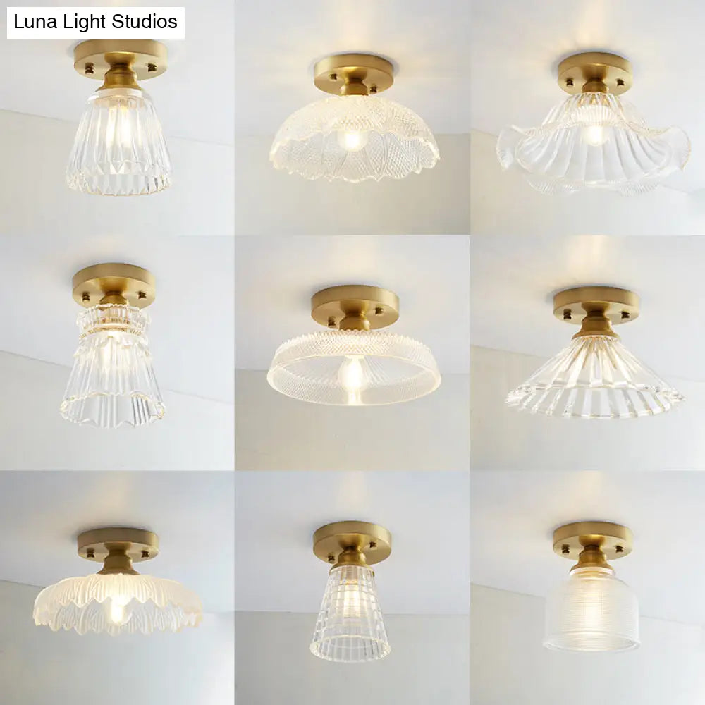 DecorBites™ DecorBites™ Single Brass Shaded Flushmount Bathroom Ceiling Light in Countryside Style