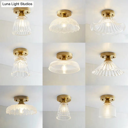 DecorBites™ DecorBites™ Single Brass Shaded Flushmount Bathroom Ceiling Light in Countryside Style