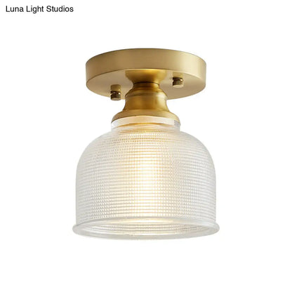 DecorBites™ DecorBites™ Single Brass Shaded Flushmount Bathroom Ceiling Light in Countryside Style