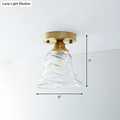 DecorBites™ DecorBites™ Single Brass Shaded Flushmount Bathroom Ceiling Light in Countryside Style