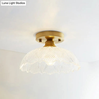 DecorBites™ DecorBites™ Single Brass Shaded Flushmount Bathroom Ceiling Light in Countryside Style