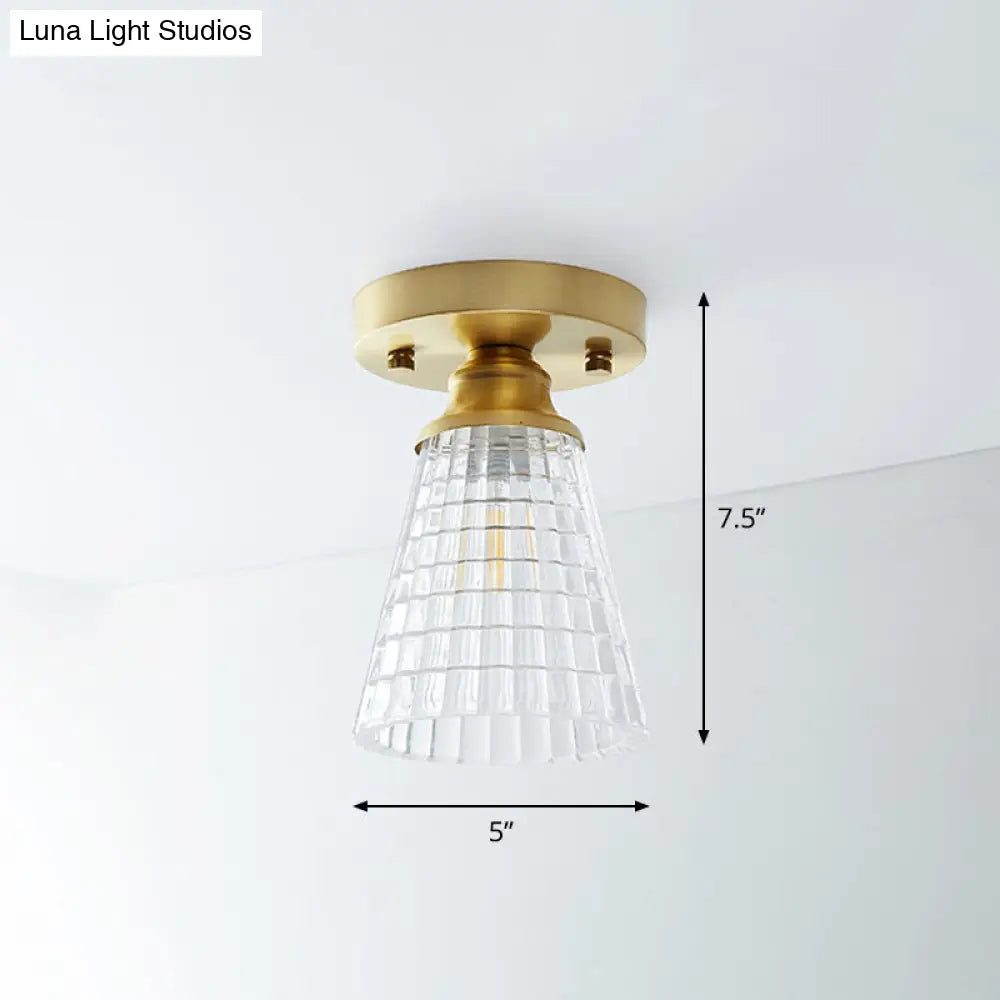 DecorBites™ DecorBites™ Single Brass Shaded Flushmount Bathroom Ceiling Light in Countryside Style