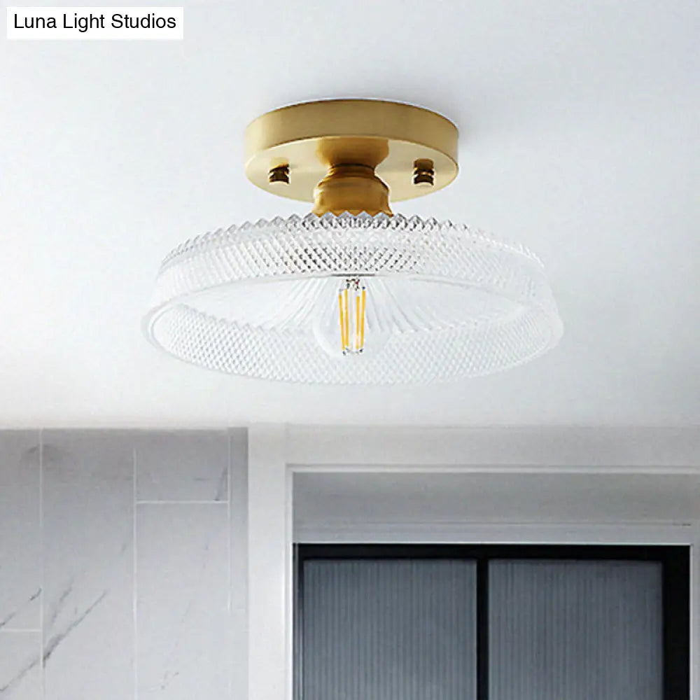 DecorBites™ DecorBites™ Single Brass Shaded Flushmount Bathroom Ceiling Light in Countryside Style