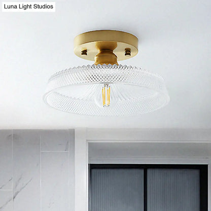 DecorBites™ DecorBites™ Single Brass Shaded Flushmount Bathroom Ceiling Light in Countryside Style