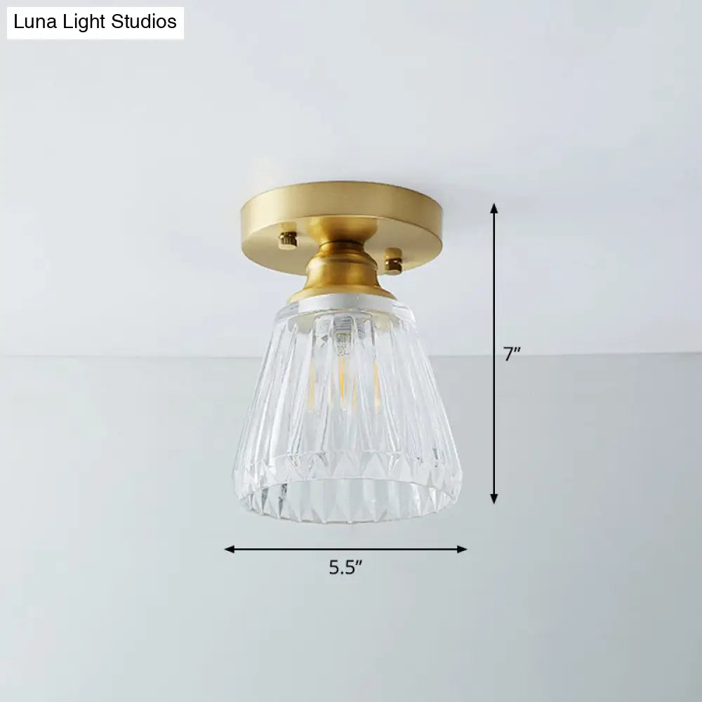 DecorBites™ DecorBites™ Single Brass Shaded Flushmount Bathroom Ceiling Light in Countryside Style
