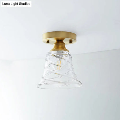 DecorBites™ DecorBites™ Single Brass Shaded Flushmount Bathroom Ceiling Light in Countryside Style