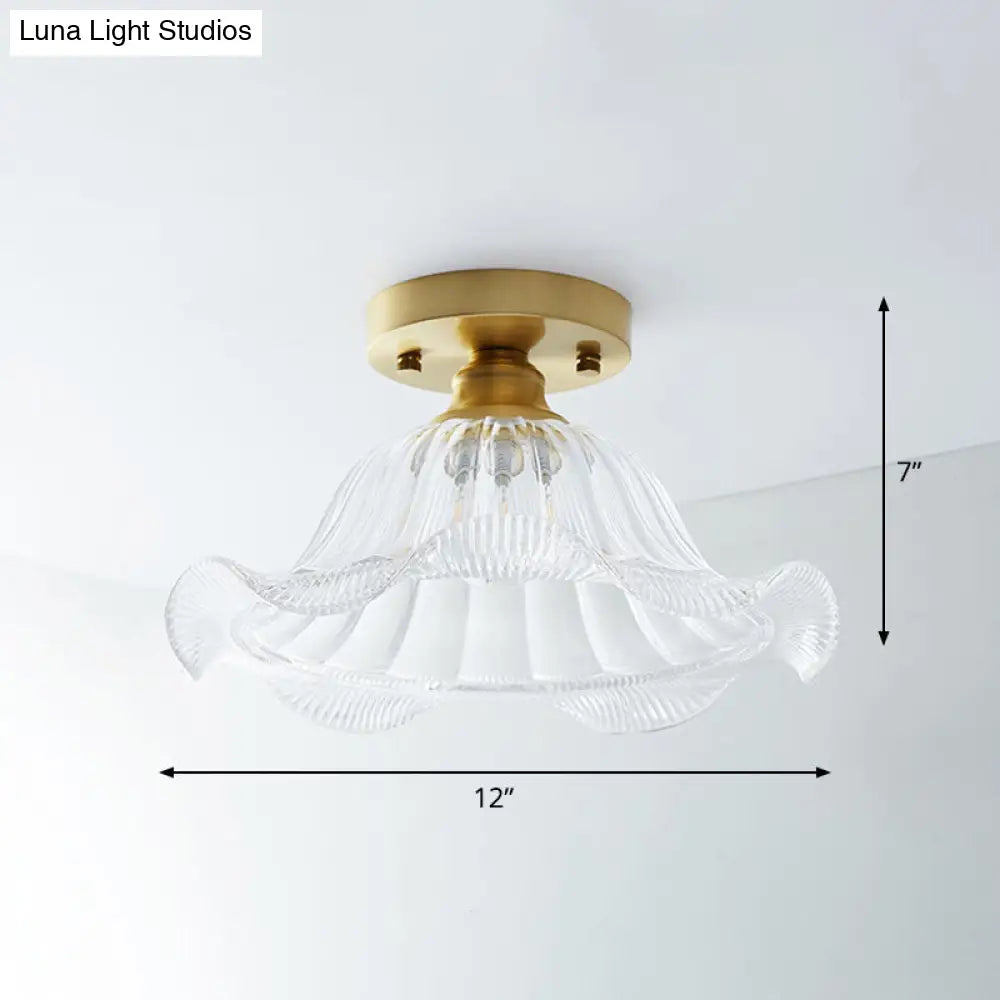 DecorBites™ DecorBites™ Single Brass Shaded Flushmount Bathroom Ceiling Light in Countryside Style