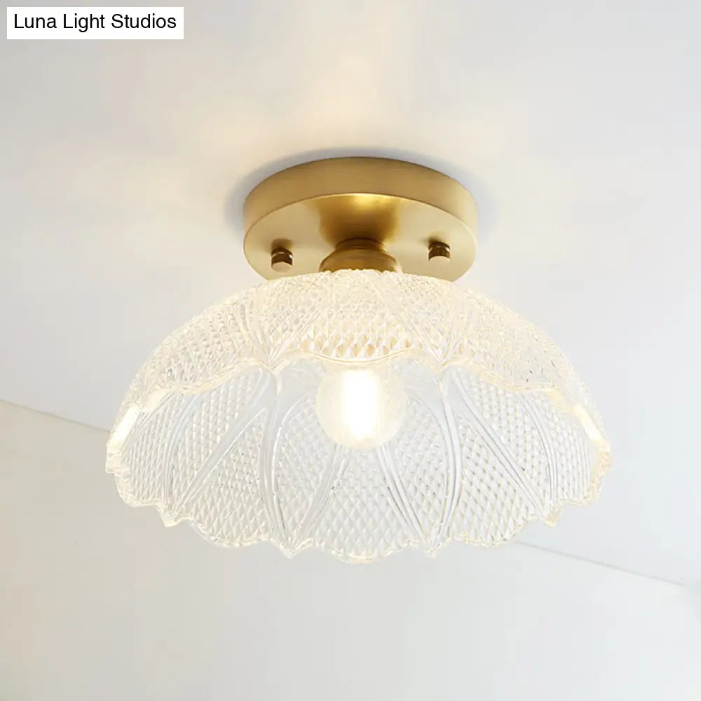 DecorBites™ DecorBites™ Single Brass Shaded Flushmount Bathroom Ceiling Light in Countryside Style