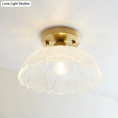 DecorBites™ DecorBites™ Single Brass Shaded Flushmount Bathroom Ceiling Light in Countryside Style