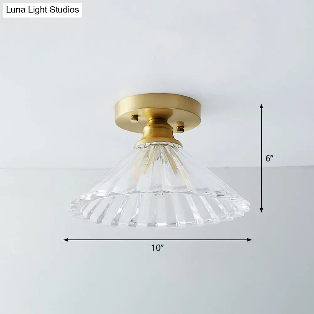 DecorBites™ DecorBites™ Single Brass Shaded Flushmount Bathroom Ceiling Light in Countryside Style