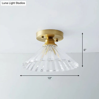 DecorBites™ DecorBites™ Single Brass Shaded Flushmount Bathroom Ceiling Light in Countryside Style
