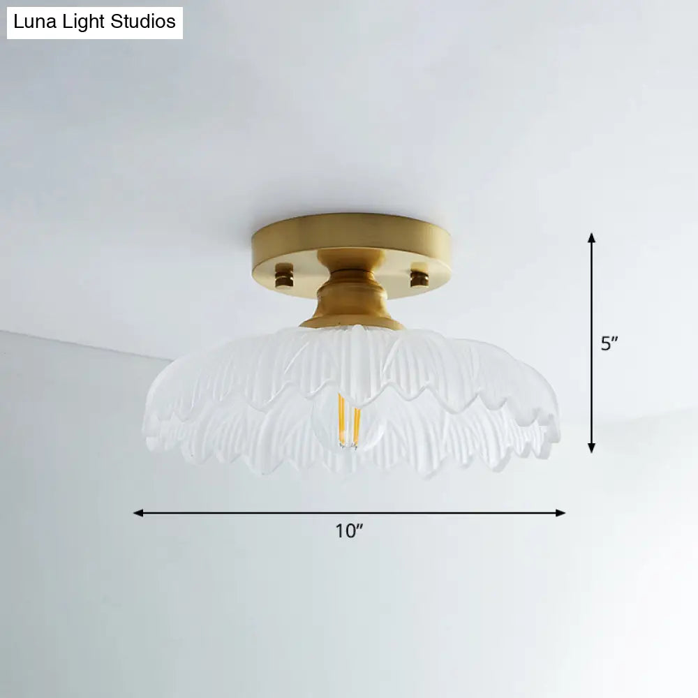 DecorBites™ DecorBites™ Single Brass Shaded Flushmount Bathroom Ceiling Light in Countryside Style