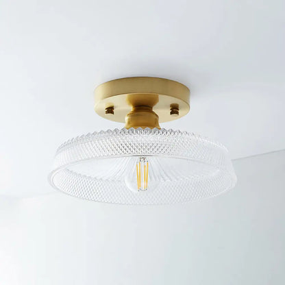 DecorBites™ DecorBites™ Single Brass Shaded Flushmount Bathroom Ceiling Light in Countryside Style