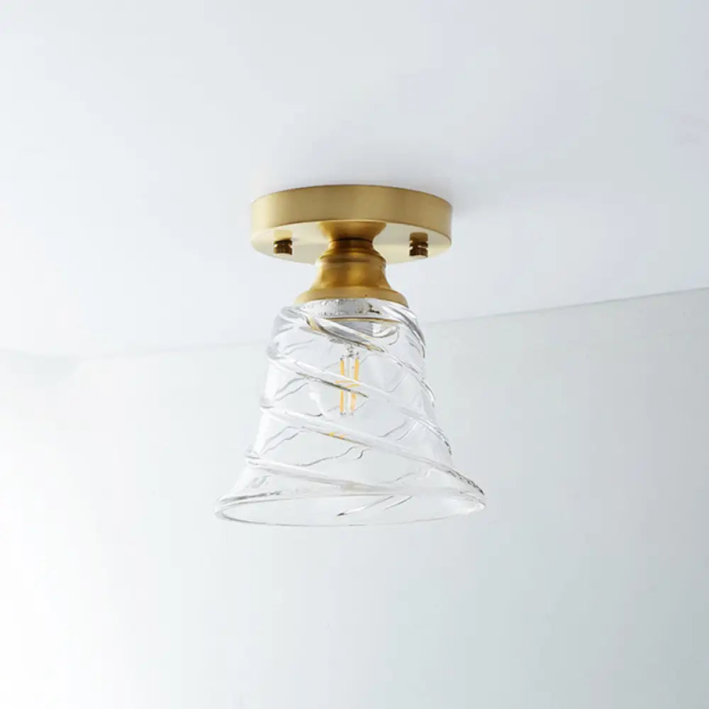 DecorBites™ DecorBites™ Single Brass Shaded Flushmount Bathroom Ceiling Light in Countryside Style