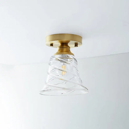 DecorBites™ DecorBites™ Single Brass Shaded Flushmount Bathroom Ceiling Light in Countryside Style