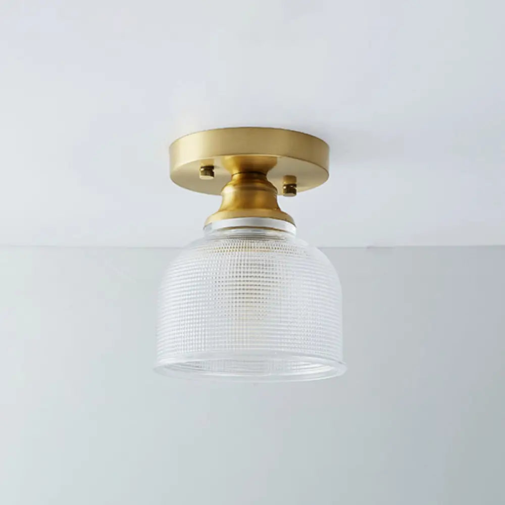 DecorBites™ DecorBites™ Single Brass Shaded Flushmount Bathroom Ceiling Light in Countryside Style