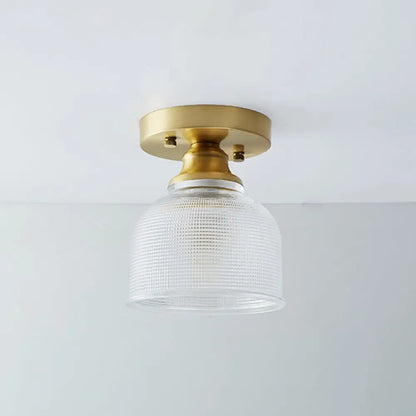 DecorBites™ DecorBites™ Single Brass Shaded Flushmount Bathroom Ceiling Light in Countryside Style