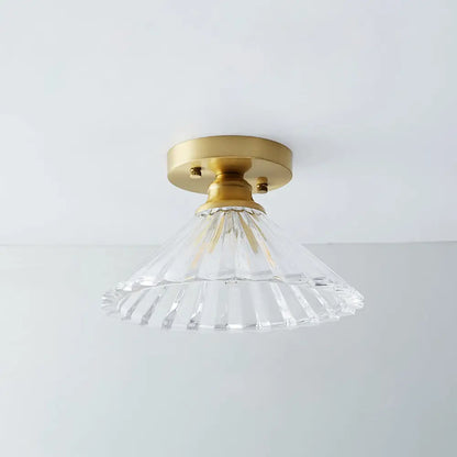 DecorBites™ DecorBites™ Single Brass Shaded Flushmount Bathroom Ceiling Light in Countryside Style