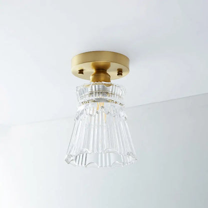 DecorBites™ DecorBites™ Single Brass Shaded Flushmount Bathroom Ceiling Light in Countryside Style