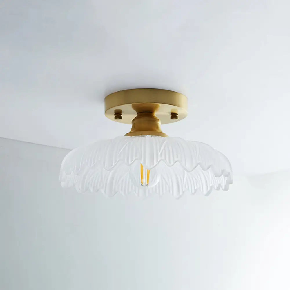 DecorBites™ DecorBites™ Single Brass Shaded Flushmount Bathroom Ceiling Light in Countryside Style