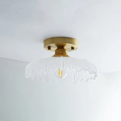 DecorBites™ DecorBites™ Single Brass Shaded Flushmount Bathroom Ceiling Light in Countryside Style