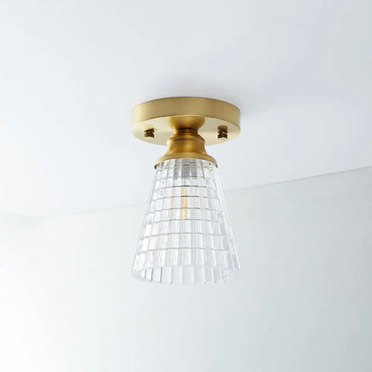 DecorBites™ DecorBites™ Single Brass Shaded Flushmount Bathroom Ceiling Light in Countryside Style