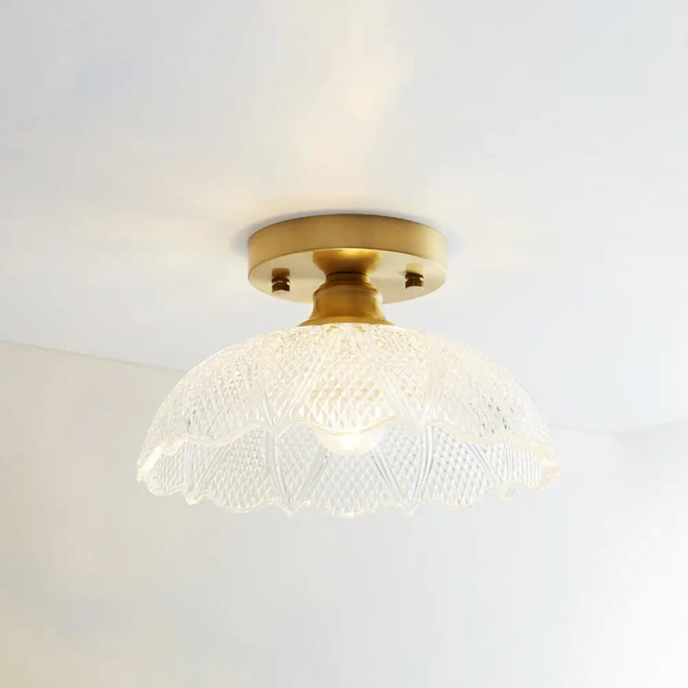DecorBites™ DecorBites™ Single Brass Shaded Flushmount Bathroom Ceiling Light in Countryside Style