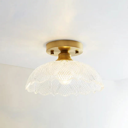 DecorBites™ DecorBites™ Single Brass Shaded Flushmount Bathroom Ceiling Light in Countryside Style