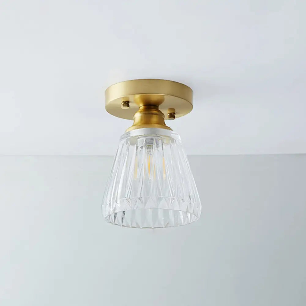 DecorBites™ DecorBites™ Single Brass Shaded Flushmount Bathroom Ceiling Light in Countryside Style