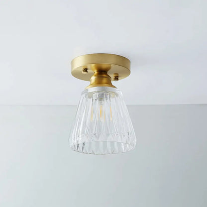 DecorBites™ DecorBites™ Single Brass Shaded Flushmount Bathroom Ceiling Light in Countryside Style