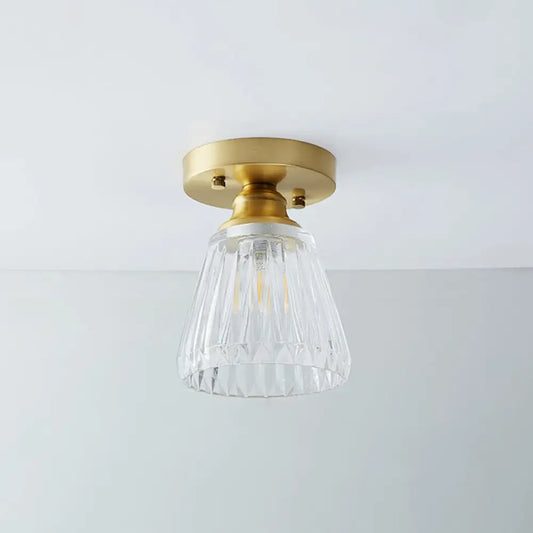 DecorBites™ DecorBites™ Single Brass Shaded Flushmount Bathroom Ceiling Light in Countryside Style