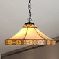 Single Bulb Stained Glass Tiffany-Style Cone Pendant Light in Beige for Living Room